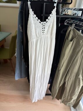 White Crochet Top Maxi Dress